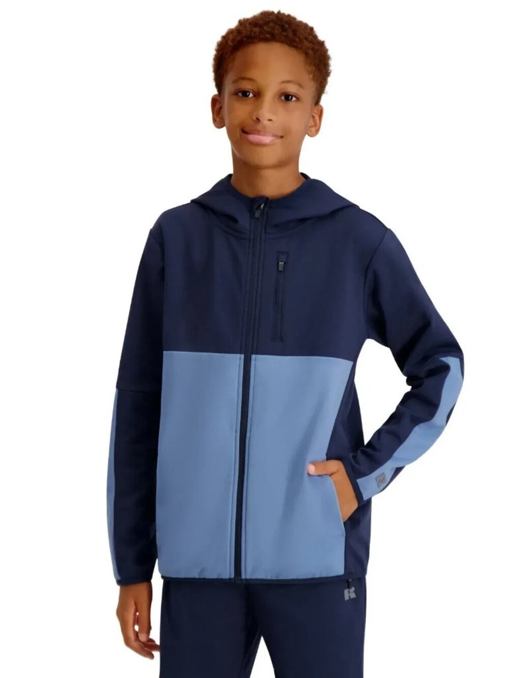 Russell Athletic Boys Large 14/16 Navy Full Zip Hoodie Athletic Jacket NWT